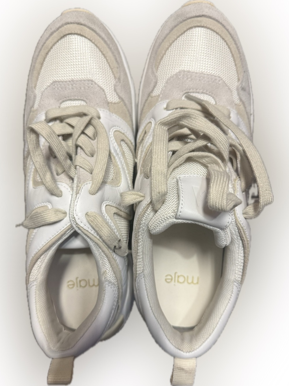 Maje Light Neutral Mesh & Suede Sneakers | Sz 41 | US Size 10 1/2